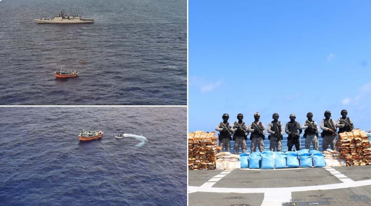 القوات البحرية المشتركة تعلن ضبط فرقاطة هندية لكميات كبيرة من المخدرات على مركب شراعي في بحر العرب